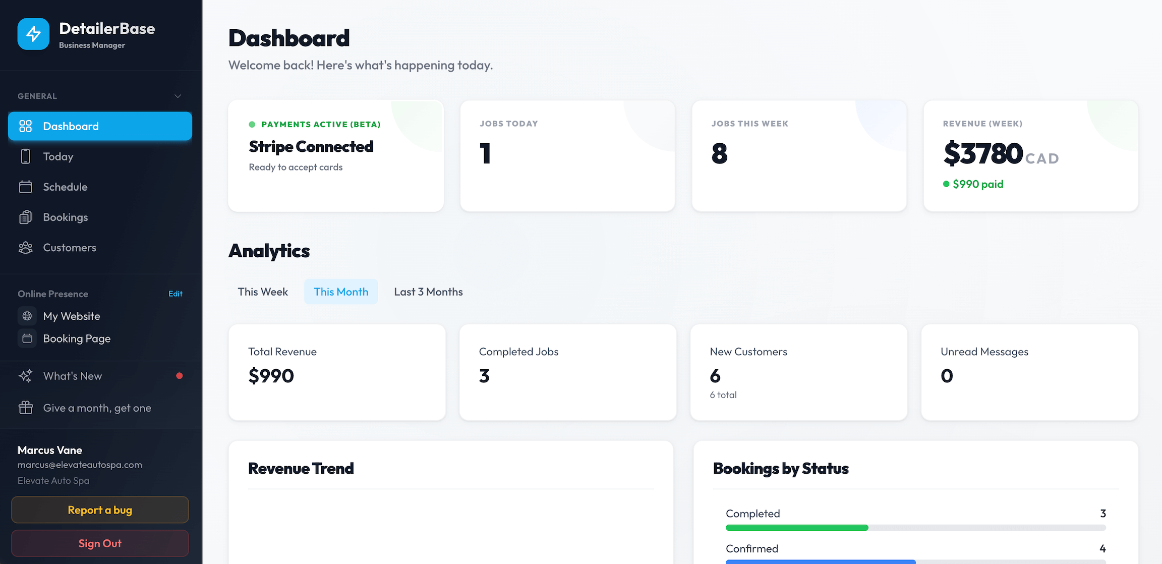 DetailerBase Dashboard Overview